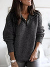 Full Size Half-Zip Textured Sweater Plus Size