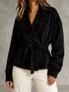 Tie-Waist Lapel Collar Jacket