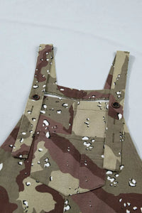 Camouflage apron with bullet holes on a white background