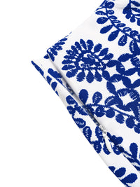 Two blue floral-patterned napkins on a white background