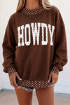 'HOWDY' Graphic Polka Dot Trim Sweatshirt