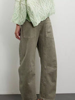 Back view of green jeans