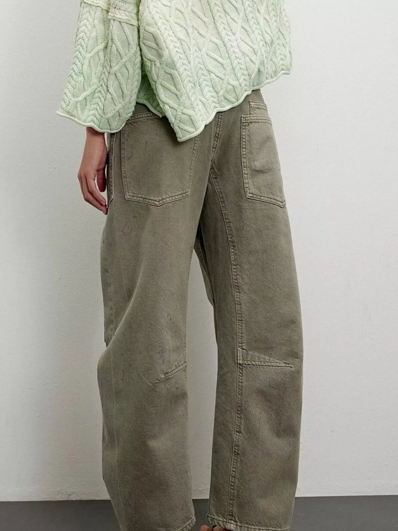 Back view of green jeans