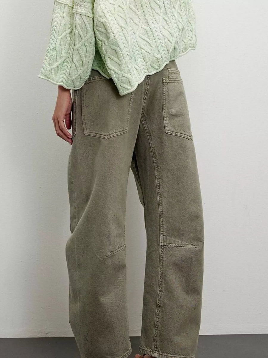 Back view of green jeans