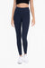 Front of Tapered Band Essential Solid Highwaist Leggings Black