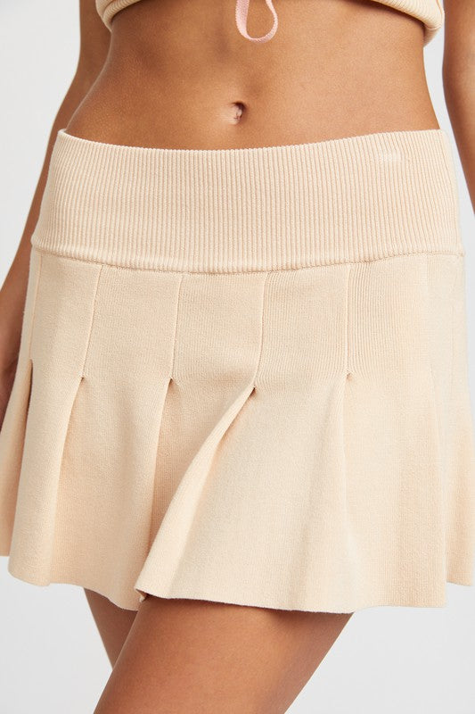 [LOW CLASSIC] /☆25SS UNBALANCE DRAPE MINI SKIRT/KHAKI BEIGE Chana Pleated Wrap Mini Skirt– ASTR the Label