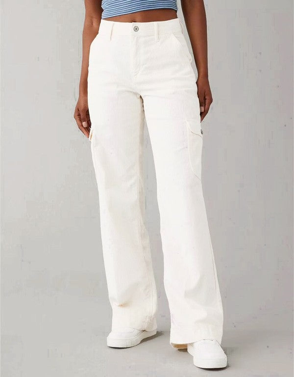White Casual cargo pants