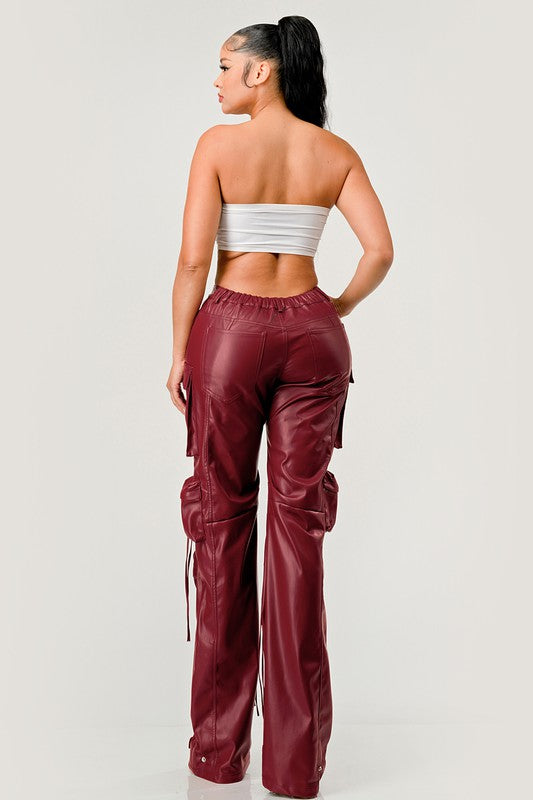 Viral ATHINA FAMOUS PU LEATHER CARGO PANTS for women