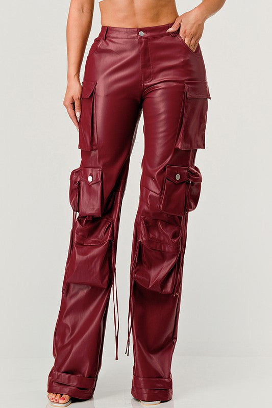 Beat ATHINA FAMOUS PU LEATHER CARGO PANTS for ladies