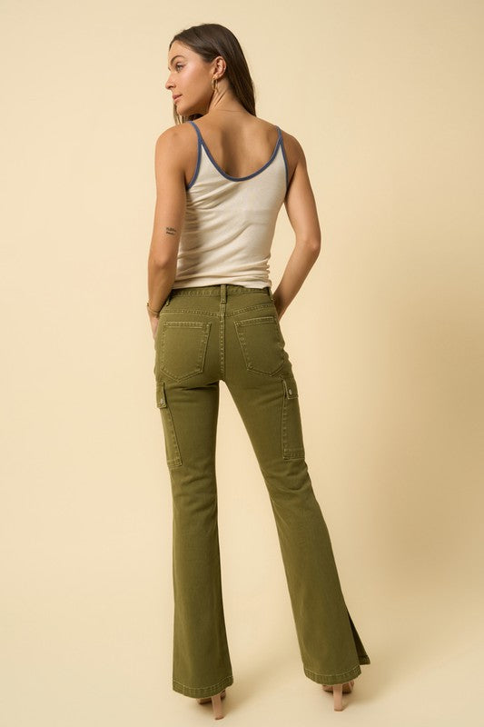 COLOR CARGO SLIM BOOT JEANS