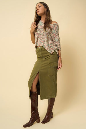 Green skirt with cargo pockets