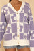 Trendy Checkered flower knit cardigan for women