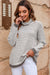 front view of close up view of Turtle neck stripe knit sweater poncho top gray