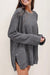 view of Waffle Knit Drop Sleeve Side Slits Oversized Top gray