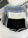 Women's Gym Yoga Summer Running Active Elastic High Waist Contrast Trim Shorts