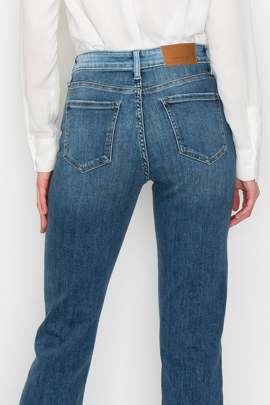 Back view of HIGH RISE STRAIGHT JEANS
