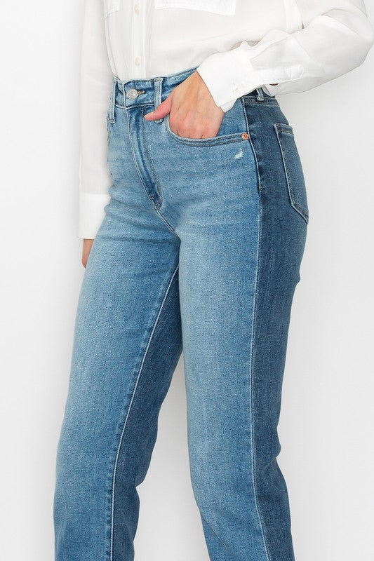 View of the pocket of HIGH RISE STRAIGHT JEANS