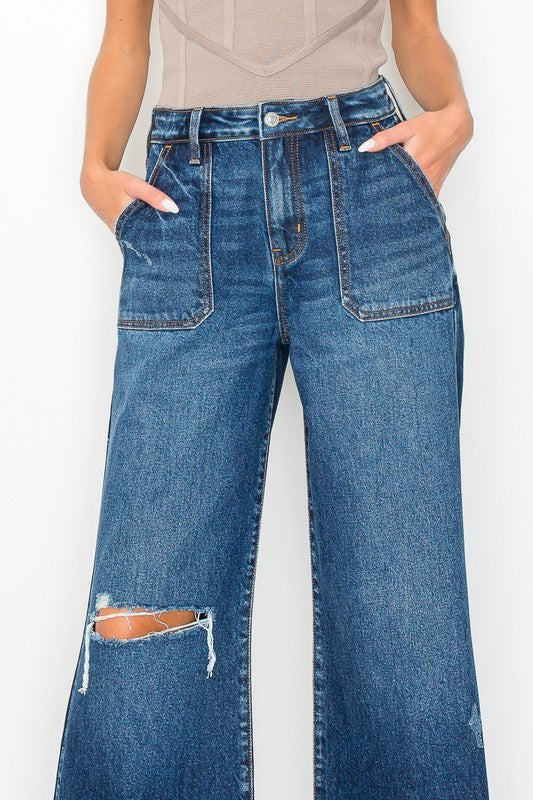 Front of ULTRA HIGH RISE RELAXED FLARE JEANS