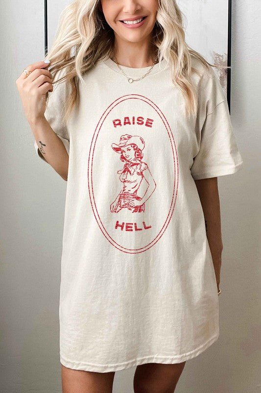 RAISE HELL COUNTRY COWGIRL WESTERN OVERSIZED TEE