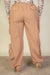 Back view of Plus Flap Pockets Drawstring Parachute Pants brown