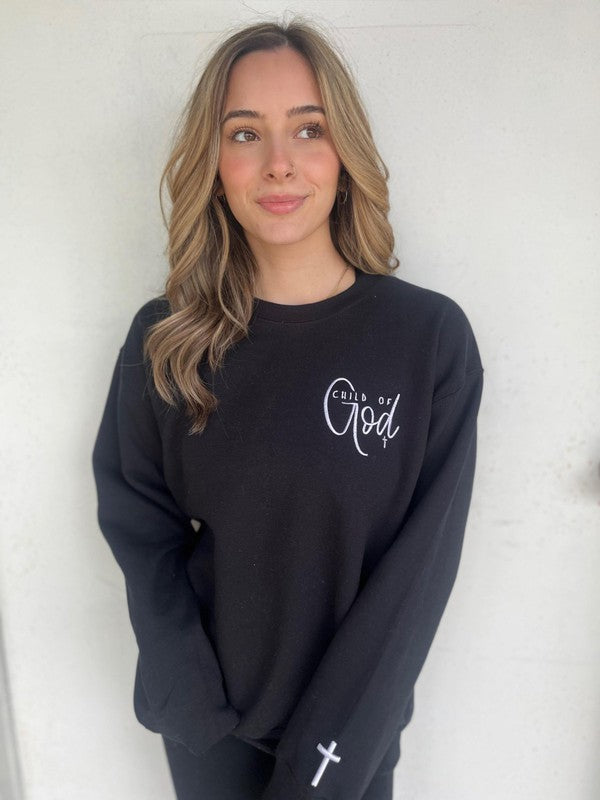 Child of God Embroidered Sweatshirt black