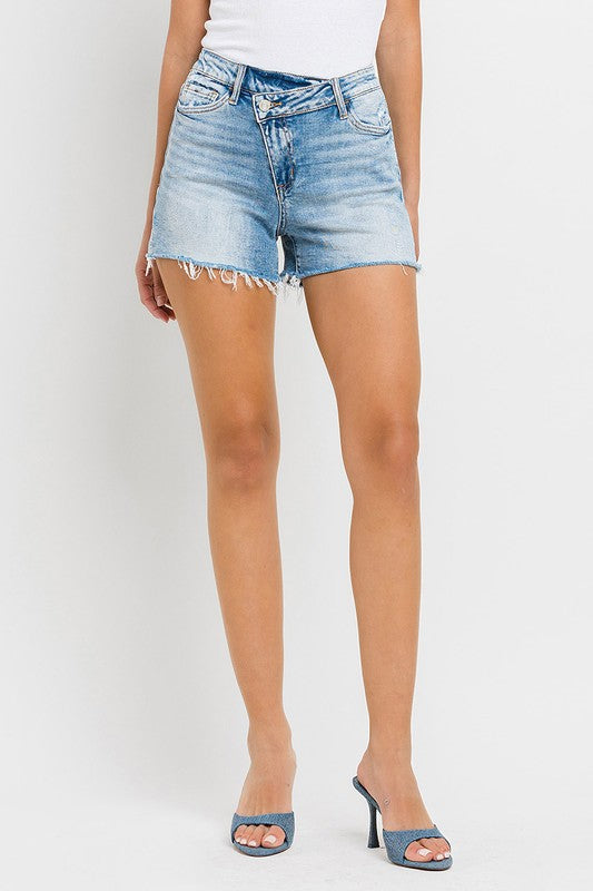 High Rise Criss Cross Shorts for a trendy look