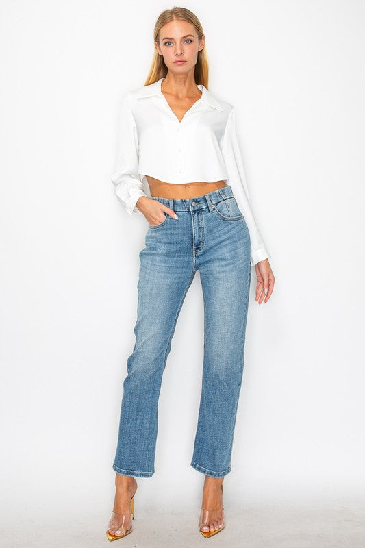 Picture of pocket on TUMMY CONTROL HIGH RISE STRAIGHT JEANS