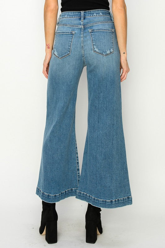 Back of HIGH RISE CROP PALAZZO JEANS