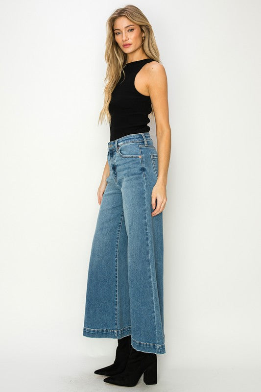 HIGH RISE CROP PALAZZO JEANS for ladies