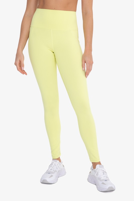 Yellow Tapered Band Essential Solid Highwaist Leggings