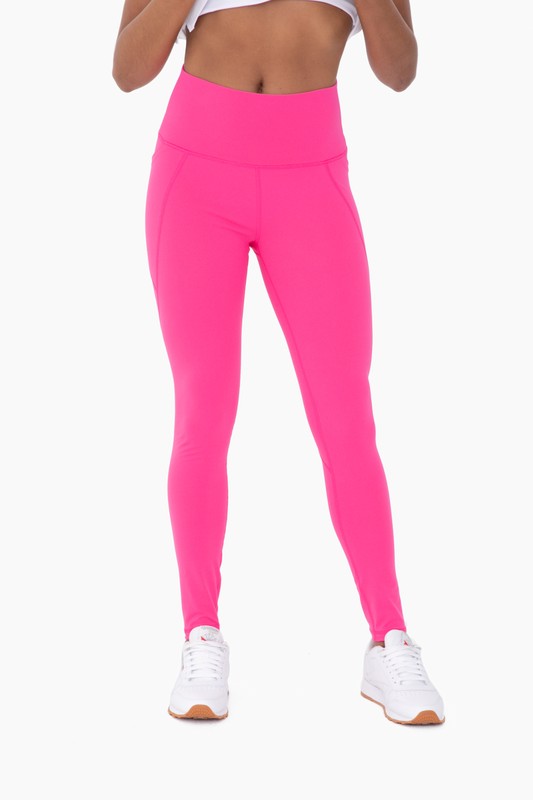 Pink Tapered Band Essential Solid Highwaist Leggings
