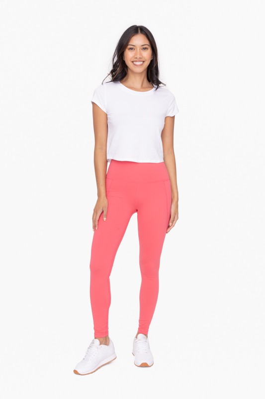 Full front view of Tapered Band Essential Solid Highwaist Leggings