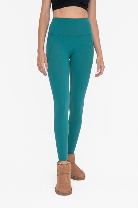 Green Tapered Band Essential Solid Highwaist Leggings