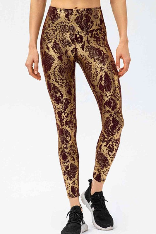 Brown Animal Print Active Pants