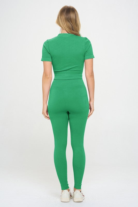 Green active wear for women