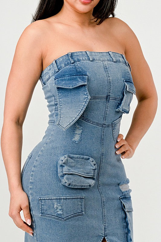 Urban Chic Denim Gown - Fusion of Street Style & Sophistication Denim / L Urban Chic Denim Gown - Fusion of Street Style & Sophistication Denim / L