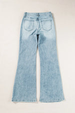Light blue jeans on a white background