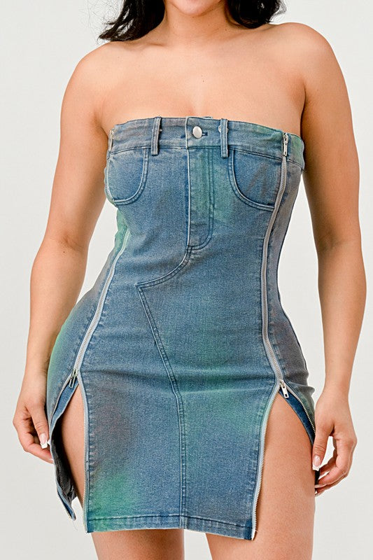 Denim Rush Hour Dress: Chic Strapless Mini for Every Occasion Denim / L Denim Rush Hour Dress: Chic Strapless Mini for Every Occasion Denim / L