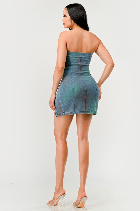 Denim Rush Hour Dress: Chic Strapless Mini for Every Occasion Denim / L Denim Rush Hour Dress: Chic Strapless Mini for Every Occasion Denim / L