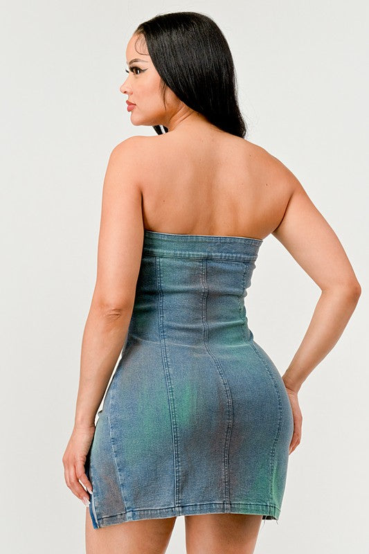Denim Rush Hour Dress: Chic Strapless Mini for Every Occasion Denim / L Denim Rush Hour Dress: Chic Strapless Mini for Every Occasion Denim / L