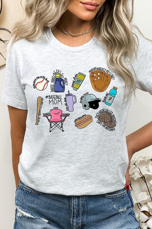 White Baseball Mom Essentials Graphic T Shirts
