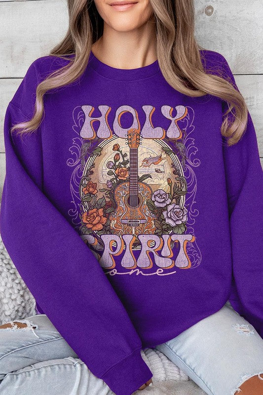 Purple Holy Spirit Country Graphic Fleece Sweatshirts