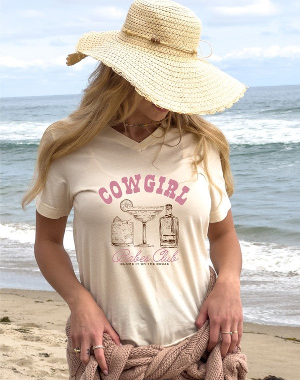 V-Neck Cowgirl Babe Club Graphic Tee