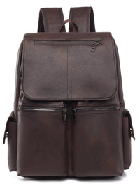Brown leather backpack on a white background