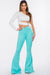 Front view of Bell Bottom Jean in Turquoise