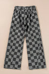 Checkered pants on a beige background