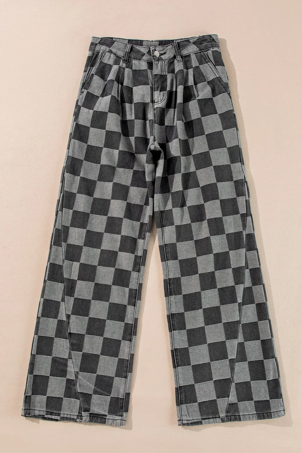 Checkered pants on a beige background