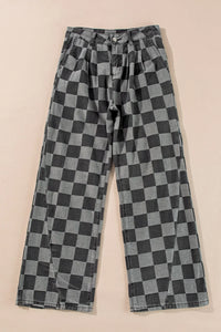 Checkered pants on a beige background