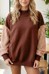 Plaid Sleeve Colorblock Loose Tunic Sweatshirt