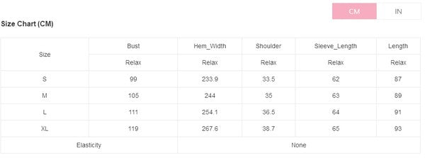 Size chart in CM for Women Floral Tie Neck Bubble Sleeve Shift Dress